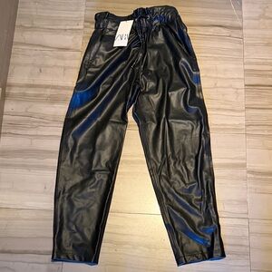 Zara Black Faux Leather Pants Size Small